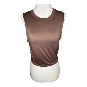 Naked Wardrobe Crop Top Sleeveless Tank Casual Brown XL‎ NWT